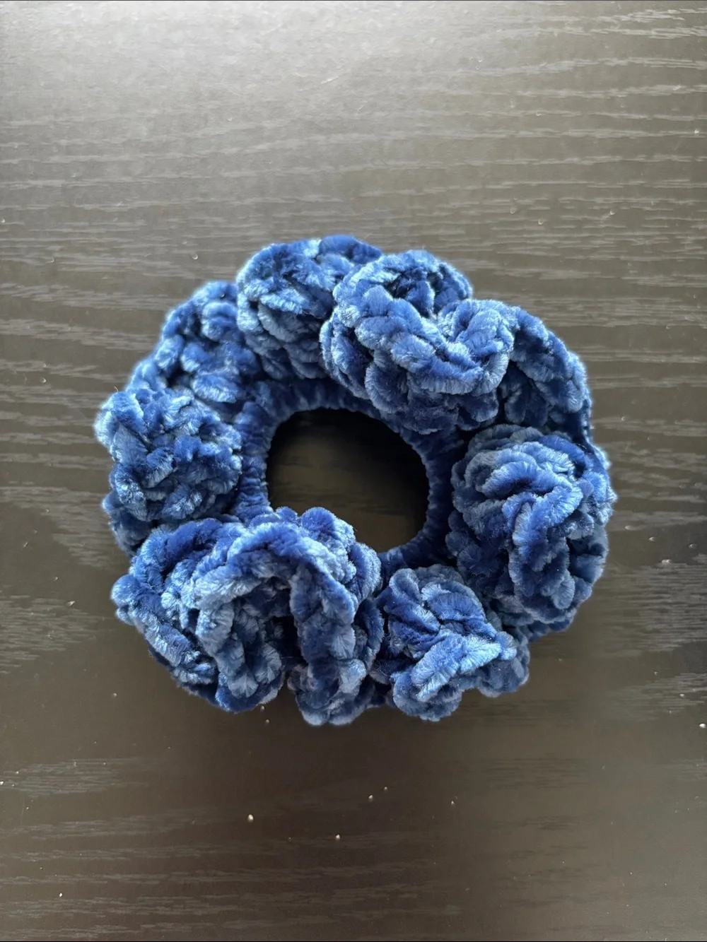 Crochet Velvet Navy Blue Scrunchie